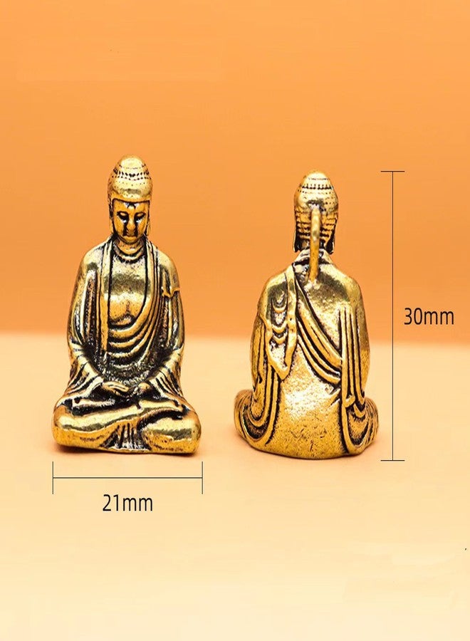 ALHBEJT 3Pcs Mini Pure Brass Sakyamuni Buddha Statue Ornaments Tibet Buddhism Bronze Figure Creative Home Office Decoration - Image 2